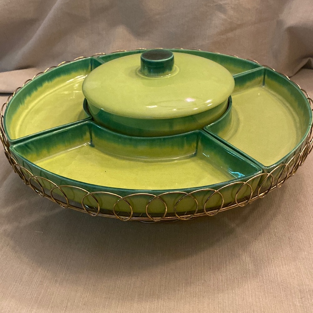 Rotating Mid Century Modern Divided Serving Platter